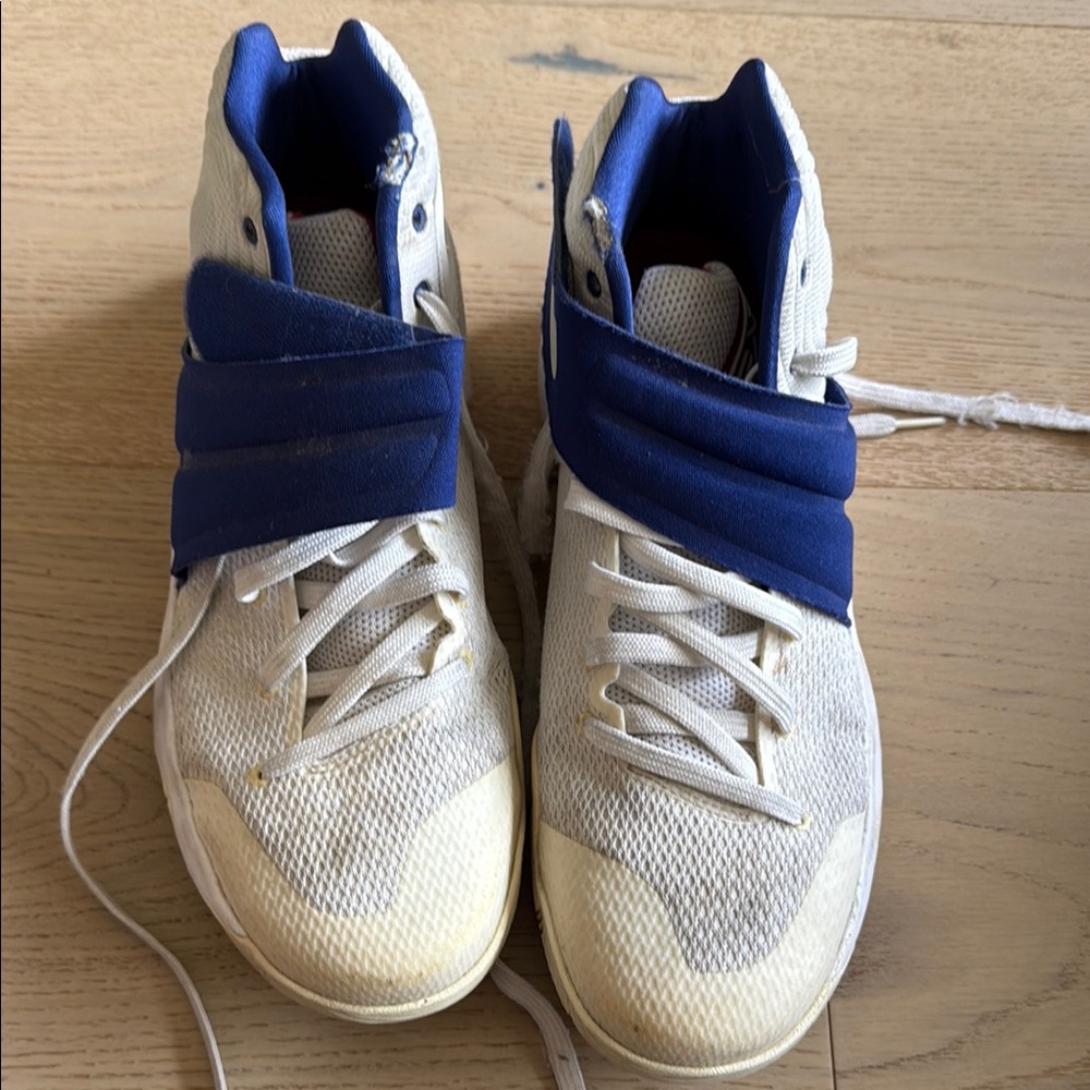 White and Blue Kyrie Irving Nike Basketball Sneakers